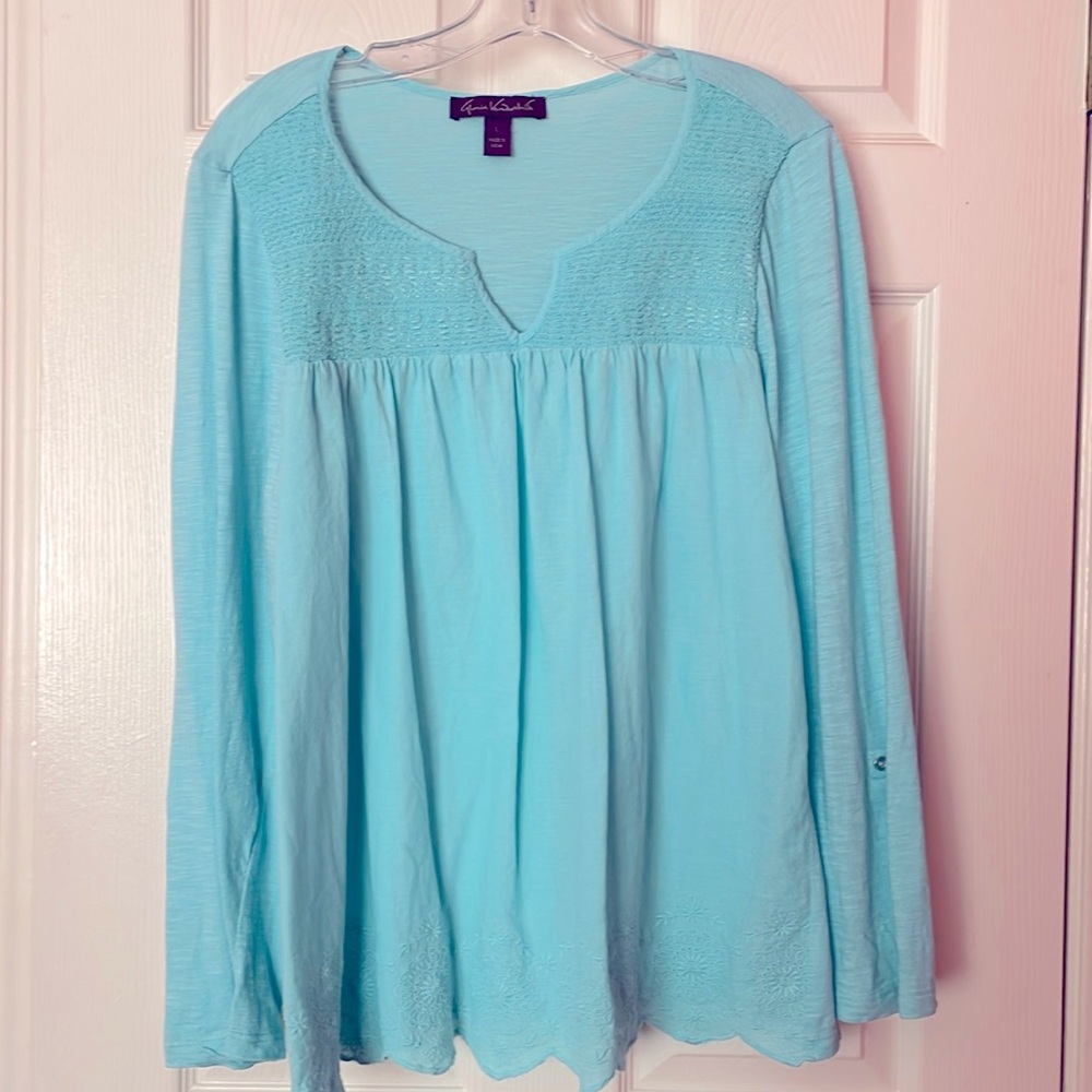 Light teal boho style Gloria Vanderbilt top